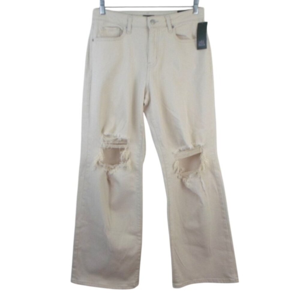 NWT Wild Fable Off White High Rise Distressed Wide Leg Baggy Jeans Womens 8